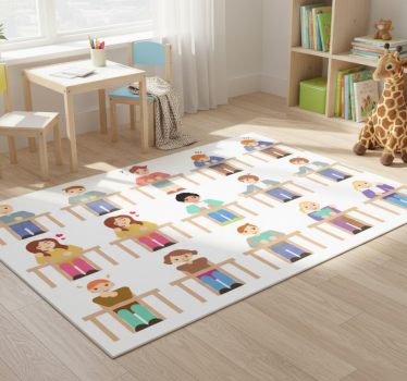 Detský vinylový koberec nálepky žiakov za pultom - Tenstickers