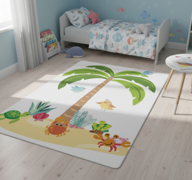 Detský vinylový koberec palma a morskí živočíchovia - Tenstickers