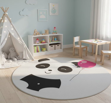 Detský vinylový koberec panda s ružovým balónom - Tenstickers