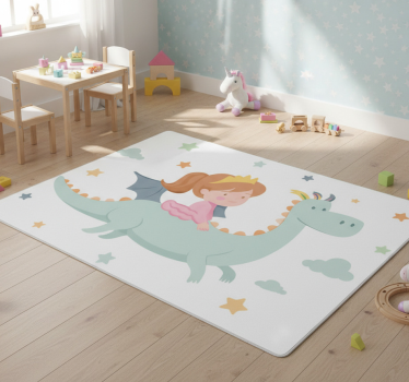 Detský vinylový koberec princezná na drakovi - Tenstickers