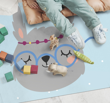 detský vinylový koberec severský sivý zajačik s okuliarmi - Tenstickers
