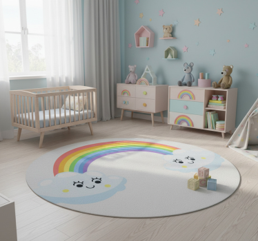 Detský vinylový koberec roztomilé oblaky s dúhou - Tenstickers