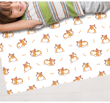detský vinylový koberec roztomilé postavičky corgiov - Tenstickers
