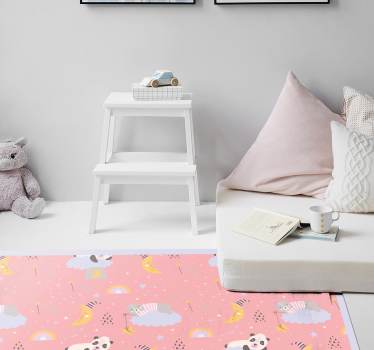 rôzne vinylové koberce pre deti oblaky na ružovom pozadí - Tenstickers