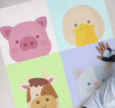 detský vinylový koberec roztomilé zvieracie tváre - Tenstickers