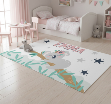 Detský vinylový koberec roztomilý koala pre dievča s menom - Tenstickers