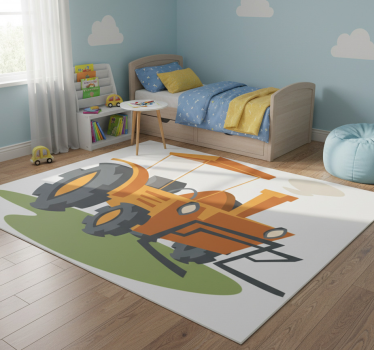 Detský vinylový koberec oranžový traktor - Tenstickers