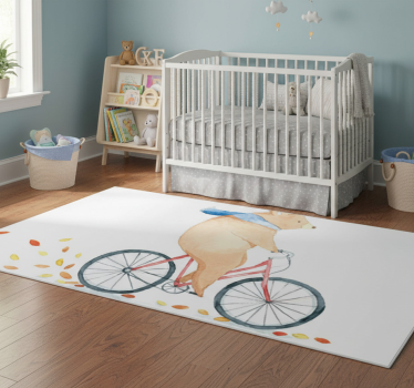 Detský vinylový koberec medveď na bicykli - Tenstickers