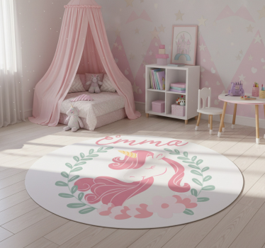 Detský vinylový koberec s menom jednorožca princeznej - Tenstickers