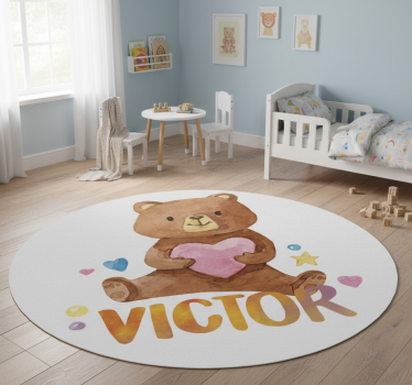 Detský vinylový koberec s plyšovým medvedíkom srdcom - Tenstickers