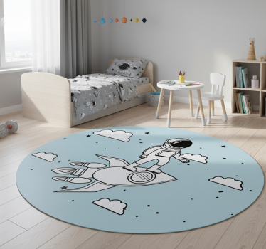 Detský vinylový koberec s raketou astronautom a hviezdami - Tenstickers
