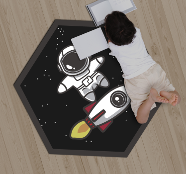 Detský vinylový koberec s raketou vo vesmíre - Tenstickers