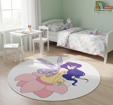 Detský vinylový koberec s roztomilou vílou na kvete - Tenstickers