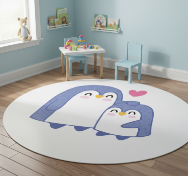 Detský vinylový koberec mama a dieťa tučniak - Tenstickers