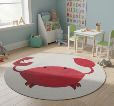 Detský vinylový koberec červený usmievavý krab - Tenstickers