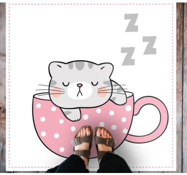 detský vinylový koberec šálka pre spiacu mačku - Tenstickers