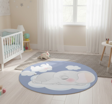 Detský vinylový koberec slon a zajac na oblaku - Tenstickers