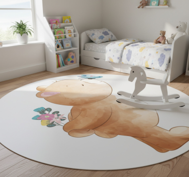 Detský vinylový koberec so samolepkou medveďa a motýľa - Tenstickers