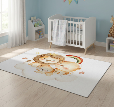 Detský vinylový koberec so zvieratkami a hviezdami - Tenstickers