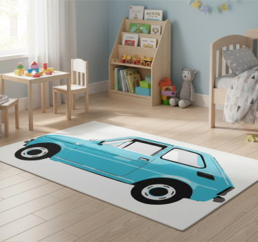 Detský vinylový koberec modré vintage auto - Tenstickers