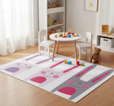 Detský vinylový koberec tri šťastné zajace - Tenstickers