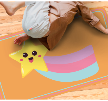 detský vinylový koberec usmievavá hviezdna dúha - Tenstickers