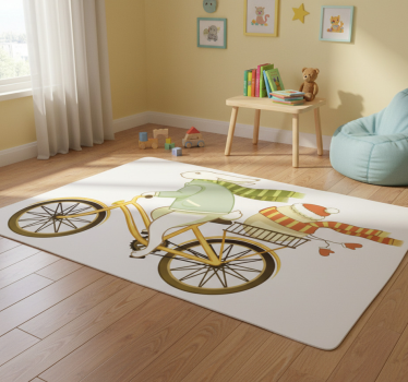 Detský vinylový koberec zajko na bicykli - Tenstickers
