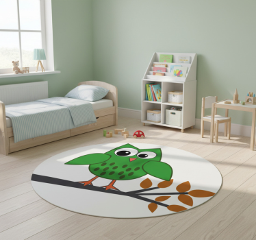 Detský vinylový koberec zelená sova na konári - Tenstickers
