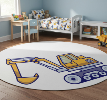 Detský vinylový koberec žltý bagr pre deti - Tenstickers