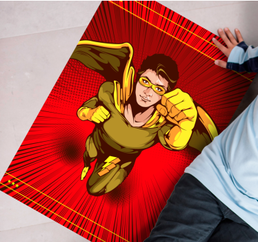 rôzne vinylové koberce pre deti superhrdinská akčná póza - Tenstickers