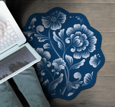 Elegantný kvetinový koberec modrých kvetov - Tenstickers