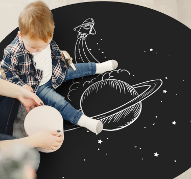 hviezdy vinylový koberec raketa na obežnej dráhe - Tenstickers