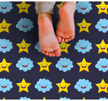 hviezdy vinylový koberec usmievavé hviezdne oblaky - Tenstickers