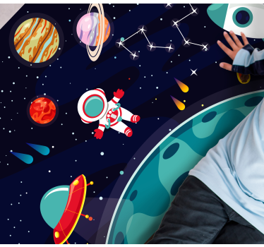 Karikatúra polovičná planéta s rôznymi planétami hviezdny koberec - Tenstickers
