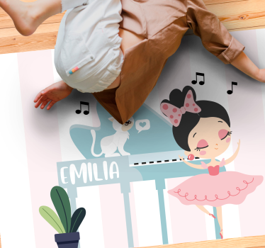 Malá princezná s mačkou a vinylovým kobercom prispôsobeným na kla - Tenstickers