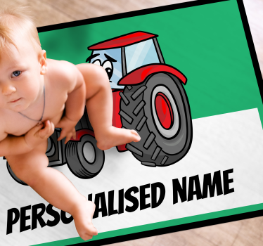 Osobný vinylový koberec červený traktor - Tenstickers