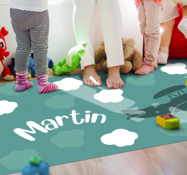 Personalizované vinylové koberce s mrakmi a lietadlom - Tenstickers