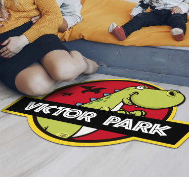 Personalizovaný jurský park pre deti vinyl koberec - Tenstickers