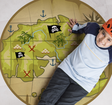 Pirátska mapa pokladov pre deti, vinylový koberec - Tenstickers