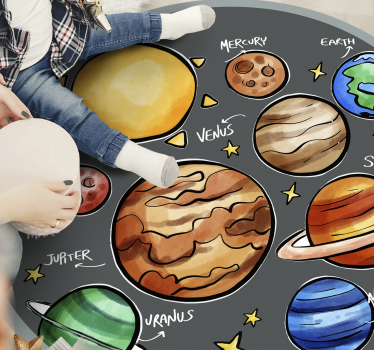 Planéty a mená detský vinylový koberec - Tenstickers
