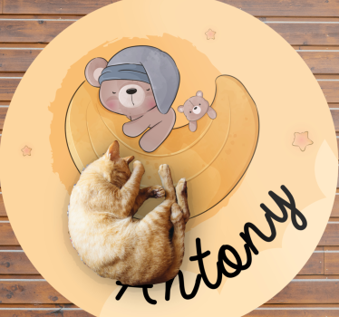 Plyšový medveď obklopený hviezdami prispôsobený vinylový koberec - Tenstickers
