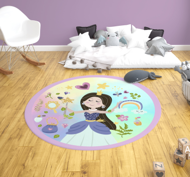 Princezná viacfarebné pozadie detský vinylový koberec - Tenstickers