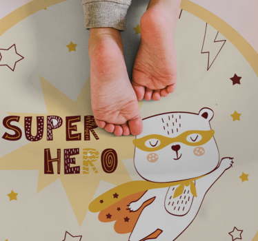 Rozkošný medvedí superhrdina detský vinylový koberec - Tenstickers