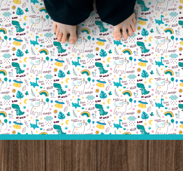 vinylový koberec pre bábätko farebné dino dobrodružstvo - Tenstickers