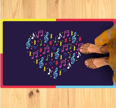 Rôzne vinylové koberce pre deti farebné hudobné srdce - Tenstickers