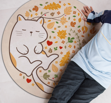 rôzne vinylové koberce pre deti jesenné ilustrácie mačky - Tenstickers