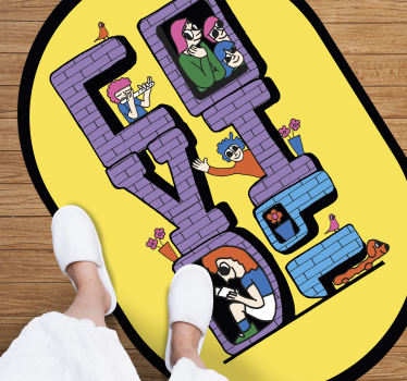 rôzne vinylové koberce pre deti postavy covid zostávajú doma - Tenstickers