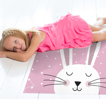 Roztomilý ružový zajačik detský vinylový koberec - Tenstickers