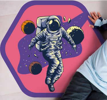 Ručne kreslený astronaut v lietajúcom štýle spálňového koberca - Tenstickers
