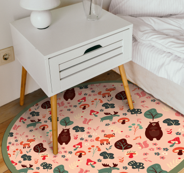 Ružové kreslené zvieratká detský vinylový koberec - Tenstickers
